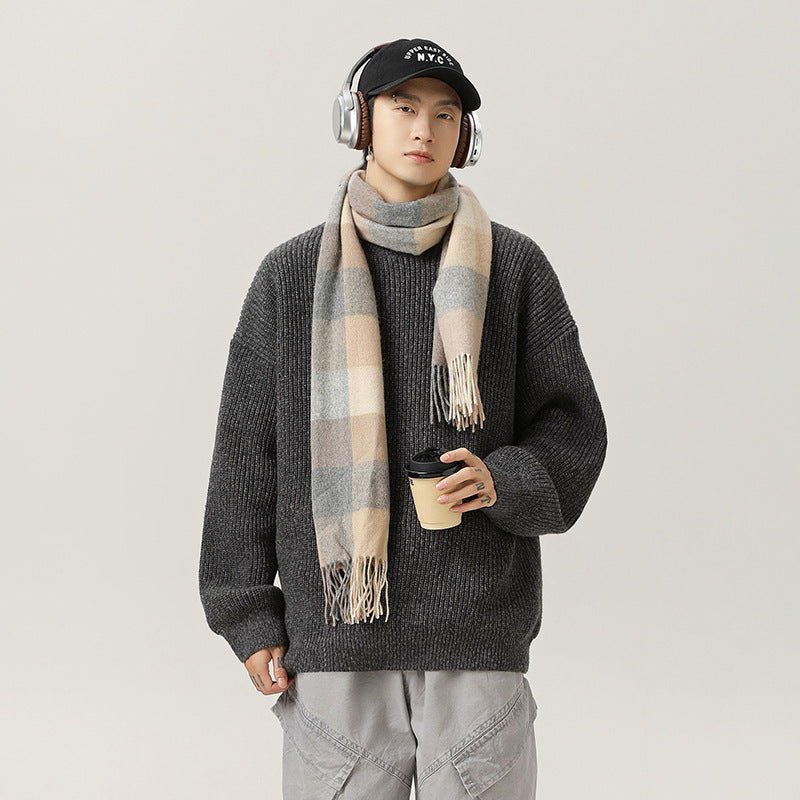 Retro Thick Needle Mock Neck Sweater Autumn And Winter