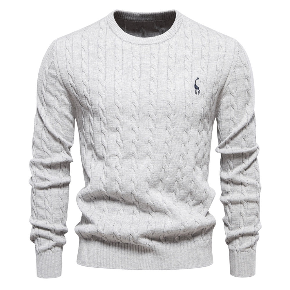 Pullover Deer Embroidery Solid Color Sweater For Men