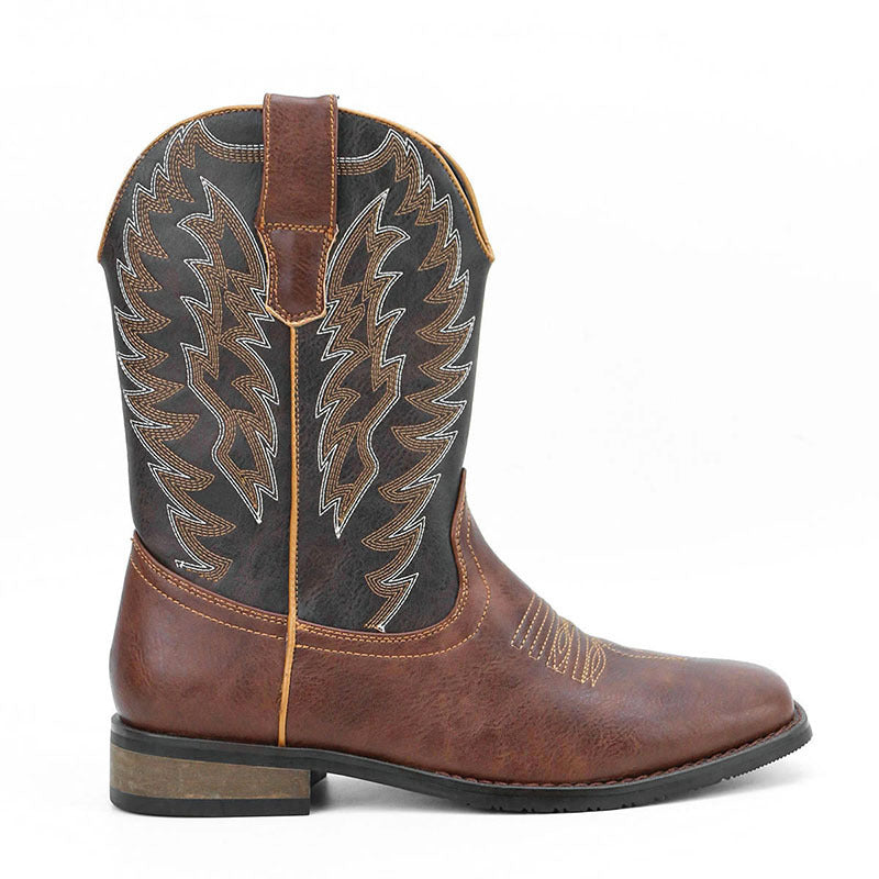 Western Denim Square Toe Motorcycle Men's Boots