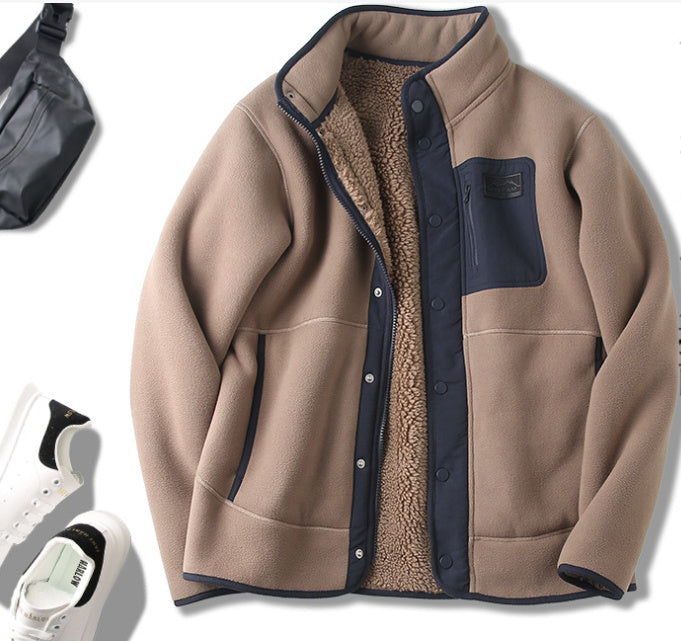 Fleece-lined Thickened Stand Collar Jacket