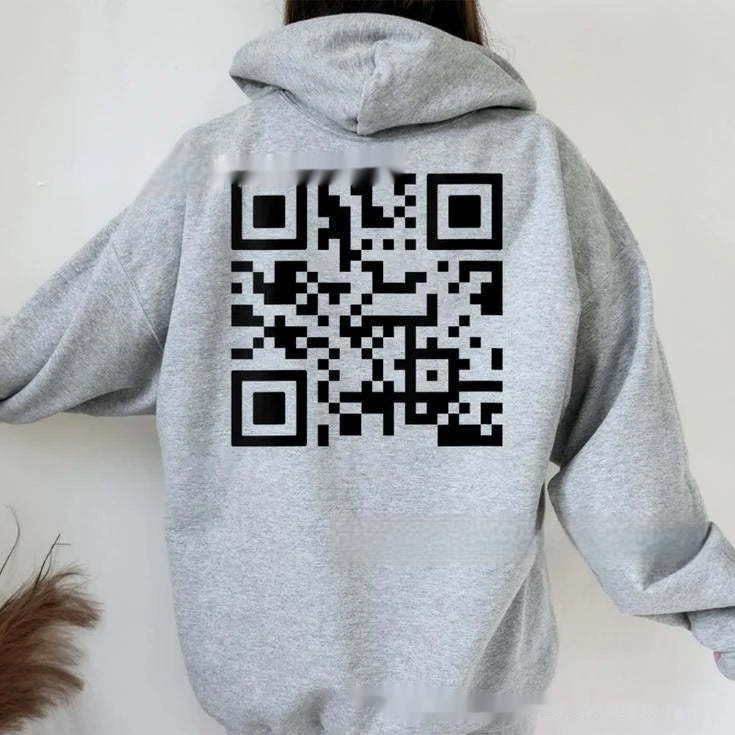 Hoodie Cross-border Fleece-lined QR Code Hoodie