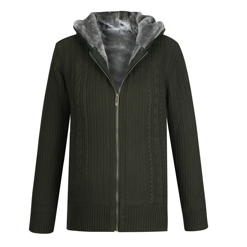 Autumn And Winter Fleece-lined Men's Loose Sweater