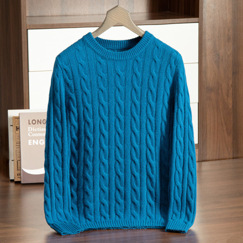 Pure Cashmere Shirt Men's Round Neck Three-strand Thickening sweater
