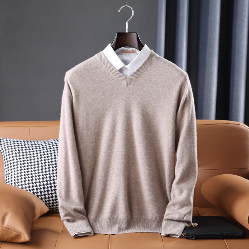 Korean Style Wool V-neck Bottoming Shirt Pullover Sweater