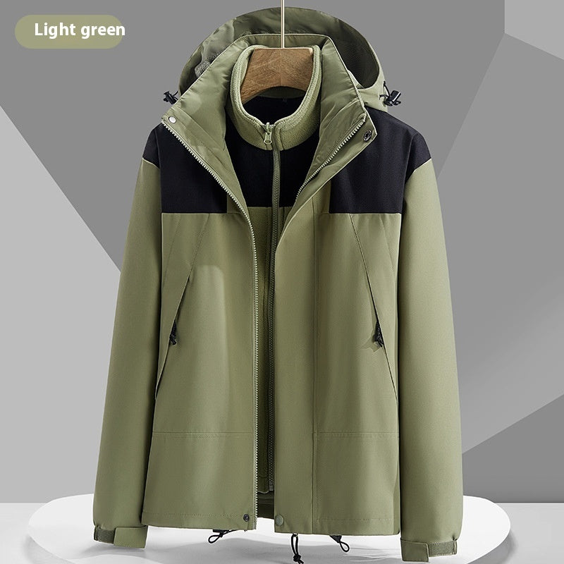 Hooded Windbreaker Colorblock Zip-up With Pockets Waterproof Outwear jacket