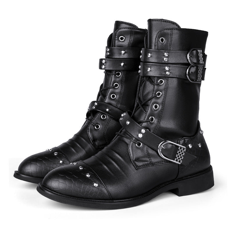 Middle Tube Leather Boots Ceremonial Motorcycle Men's Martin boots
