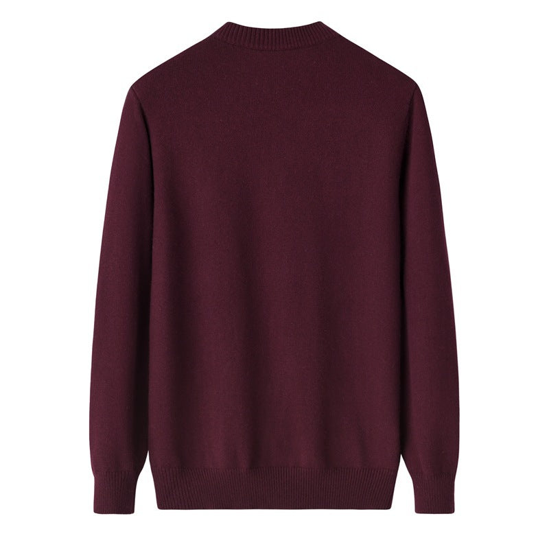 Men's Zipped Round Neck Woolen Sweater