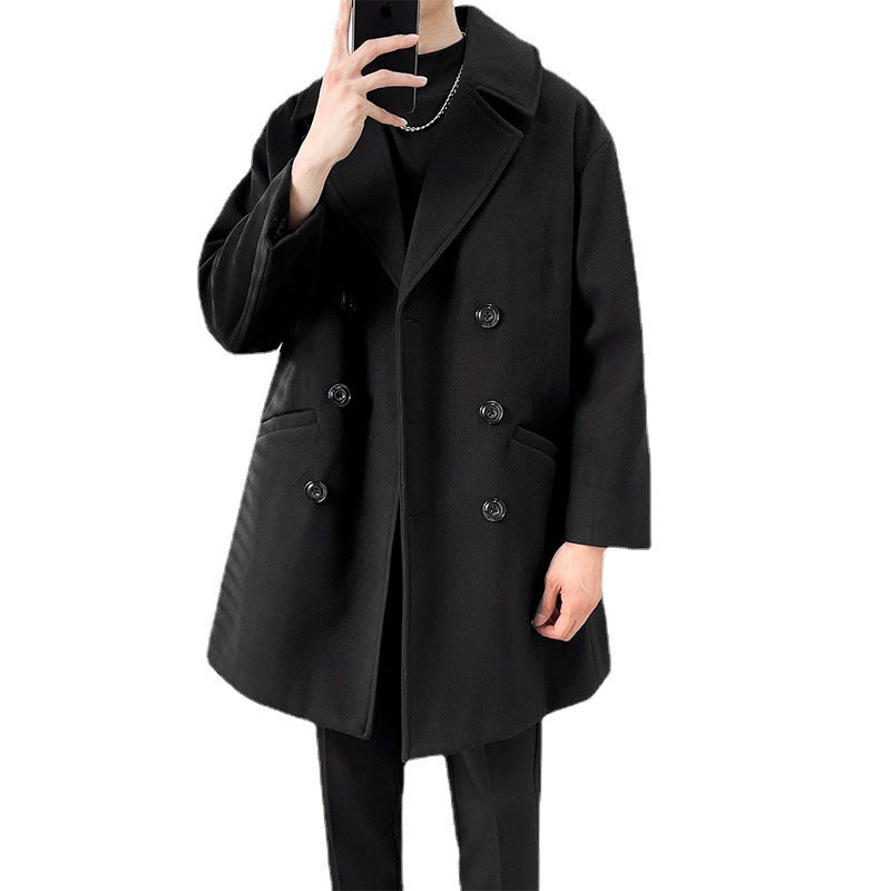 Mid-length Knee British Style Woolen Coat