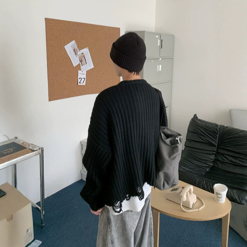 Retro Worn Long-sleeved Pullover Sweater For Men And Women