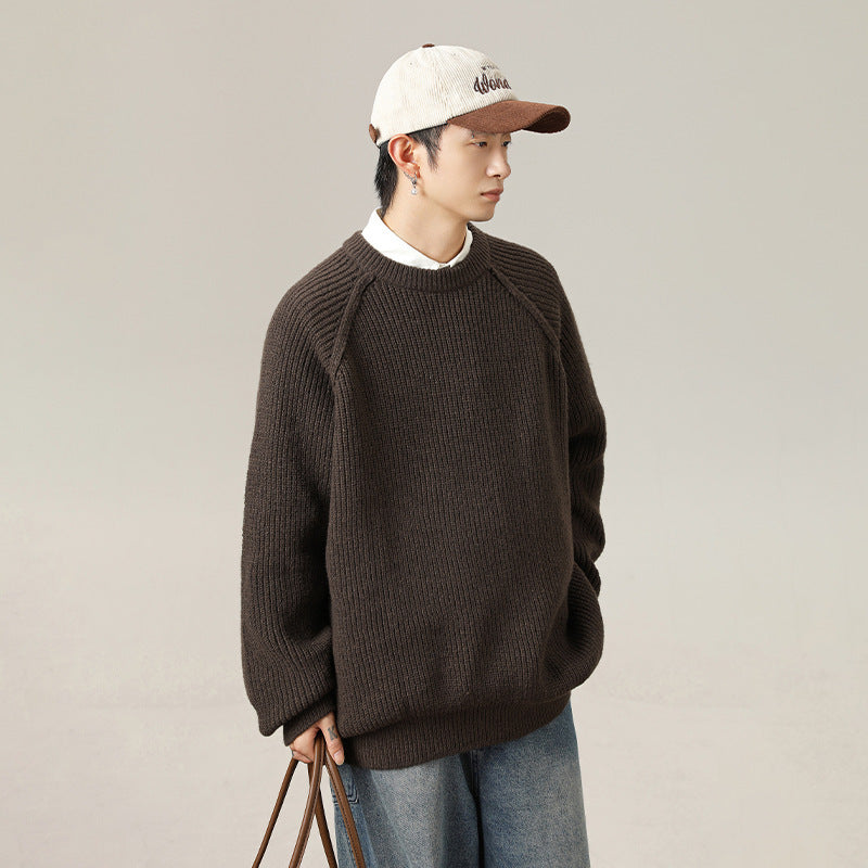 Three-dimensional Shoulder Line Design texture Thick Needle Sweater