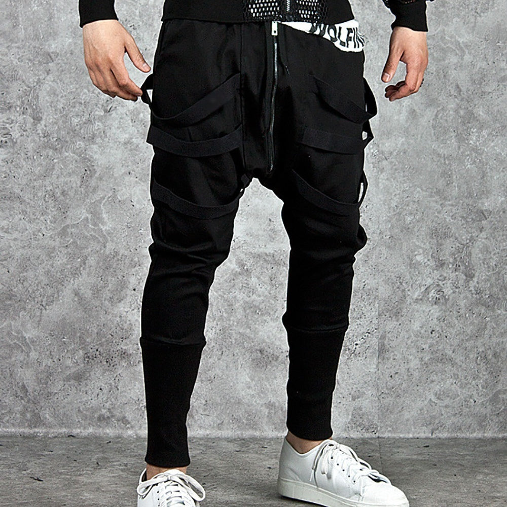 Low Crotch Cross Pants Casual Sports Trousers Men
