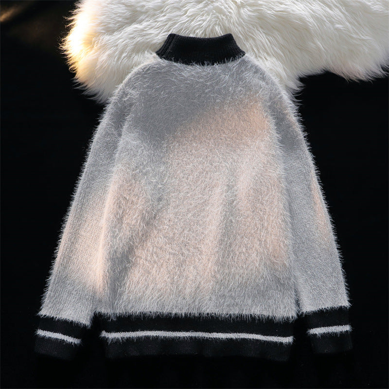 Mock-neck Stripes Sweater Men