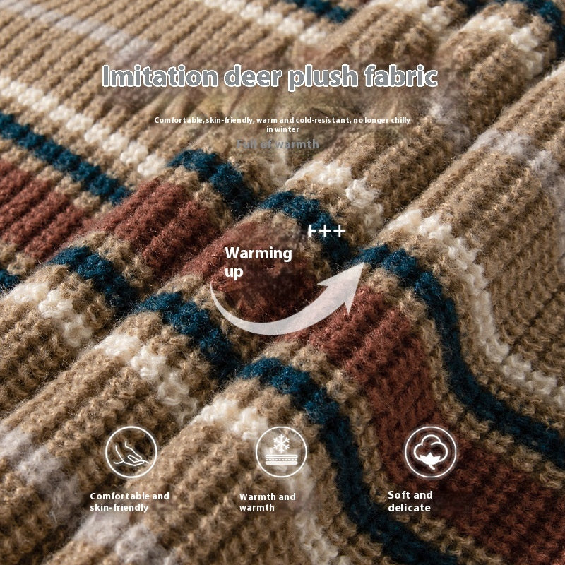 Vintage Contrast Color Striped Round Neck Sweater