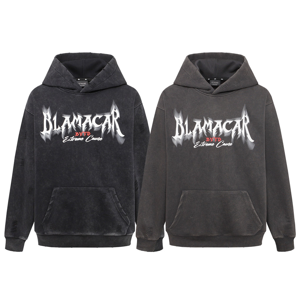 Retro Heavy Washed Hoodie Printed Hoodie