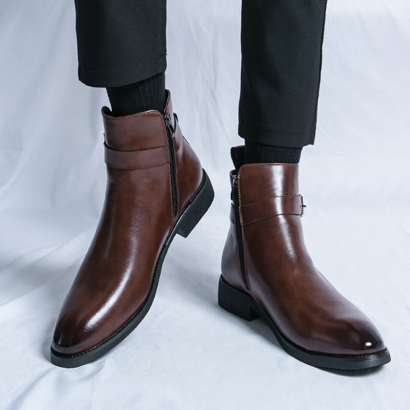 Men's High-top Leather chelsea boots