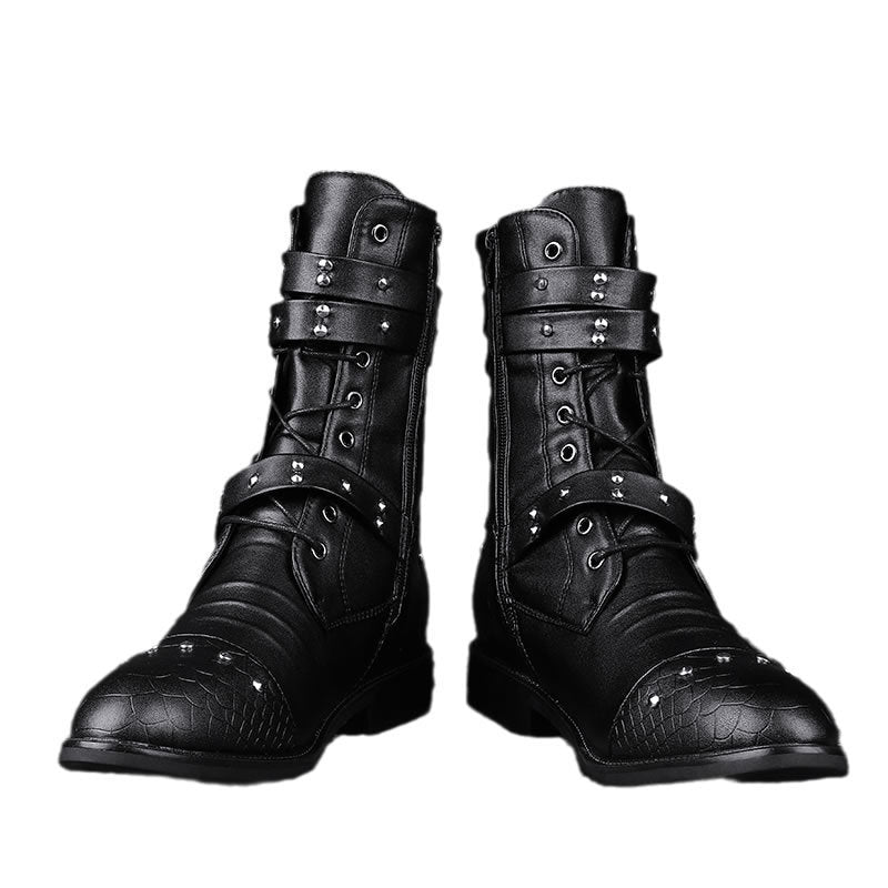 Middle Tube Leather Boots Ceremonial Motorcycle Men's Martin boots