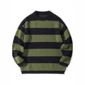 Contrast Color Striped Autumn And Winter Loose Round Neck Pullover Sweater