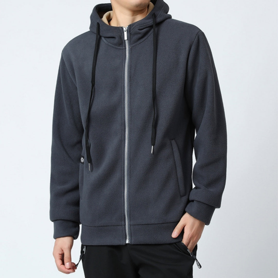 Men's Outdoor Fleece Coat Hooded Polar Fleece Jacket
