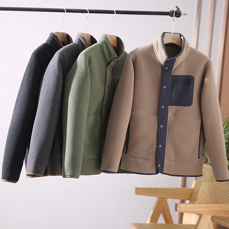Fleece-lined Thickened Stand Collar Jacket