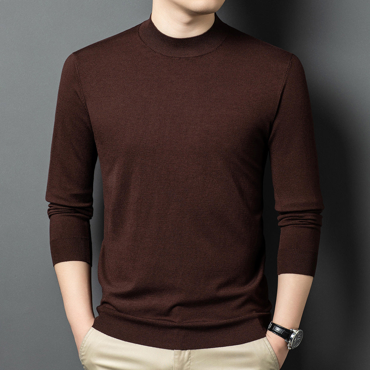 Round Neck Wool Men's Sweater