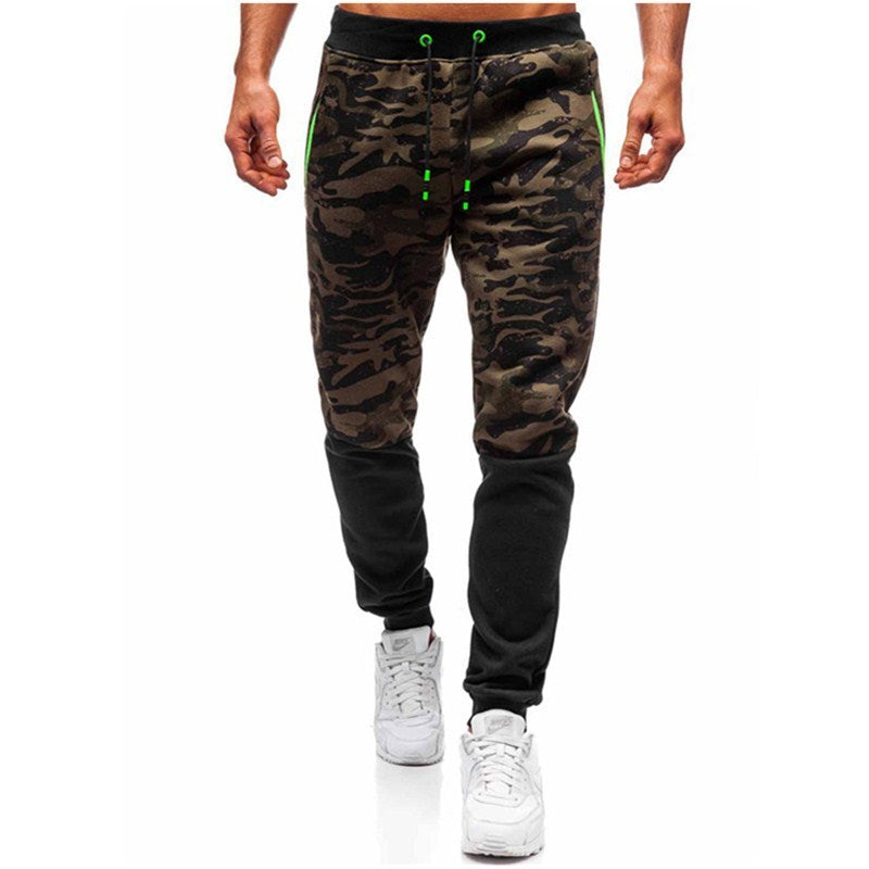 Slim-fit Trousers With Camouflage Lace-up Trousers For Men
