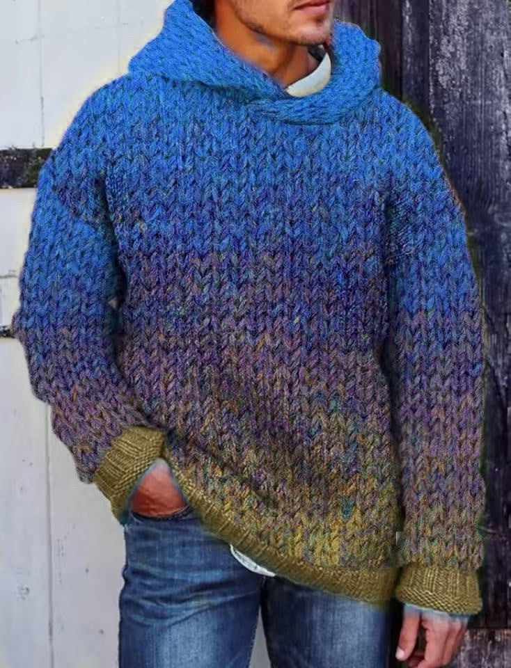 Acetate Fiber Men's Heavy Classic Style Woven Hooded Sweater