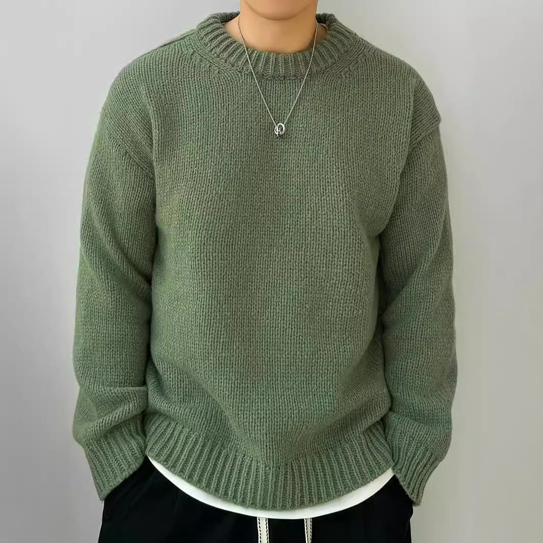 Loose Knitted Pullover Leisure Japanese-style Retro Long Sleeve Round Neck Sweater Men