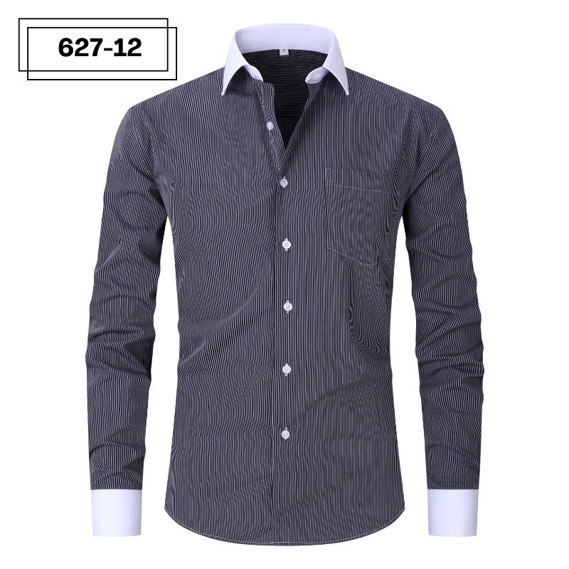 Men's Casual American-style Long-sleeved Striped Shirt
