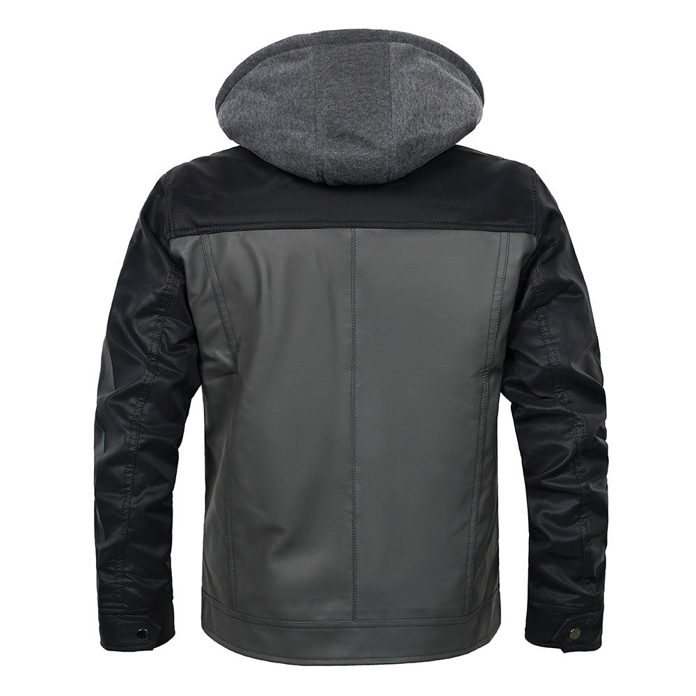 Stitching Leather Jacket men