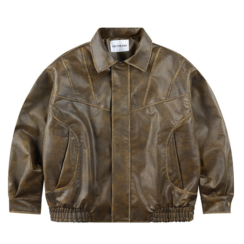 Retro Leather Men And Women Loose jacket