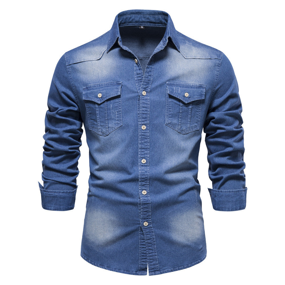 Men's Long-sleeved Denim Shirt