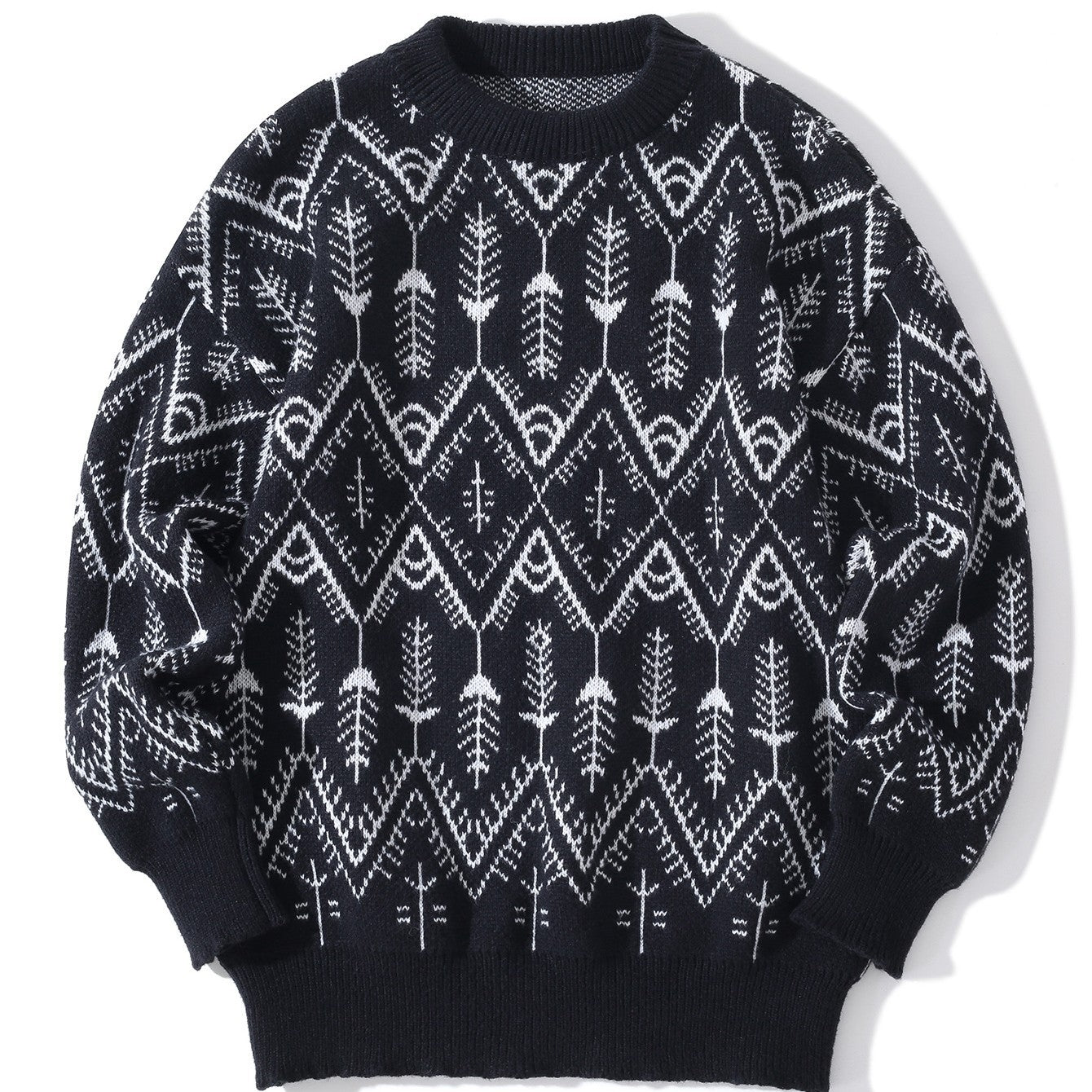 Autumn And Winter Jacquard Retro Diamond sweater