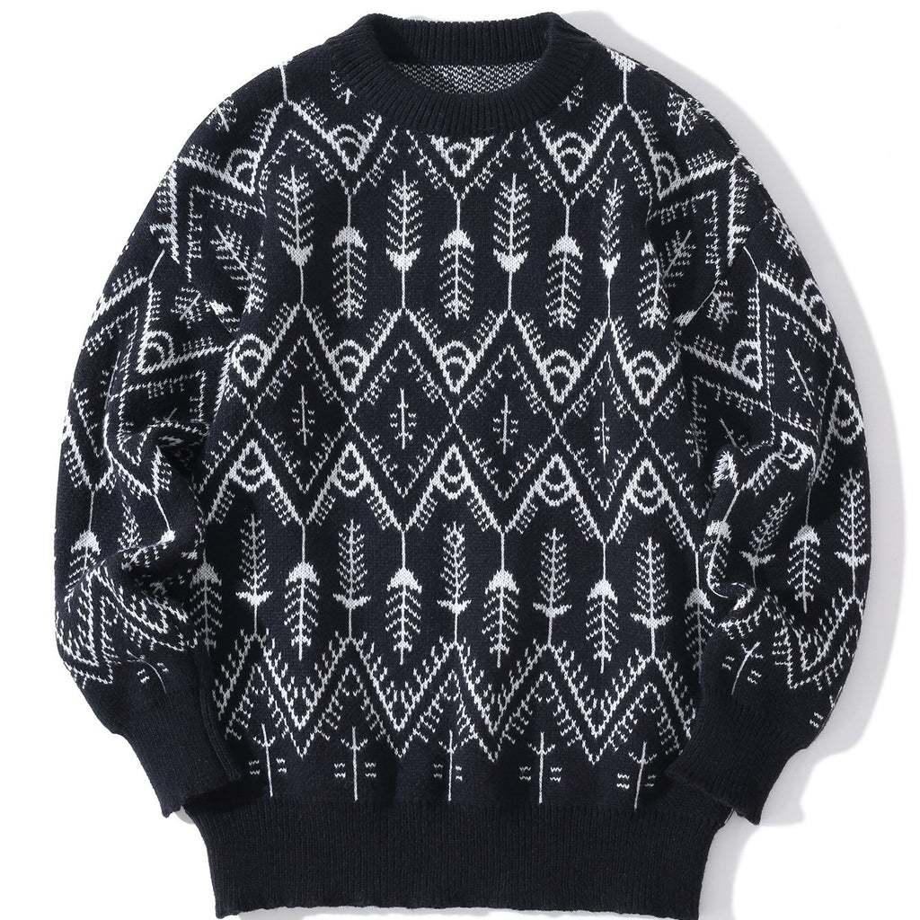 Autumn And Winter Jacquard Retro Diamond sweater