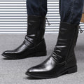 Pointed Leather Boots Men's British Korean High-top Leather Mid-calf Length boots