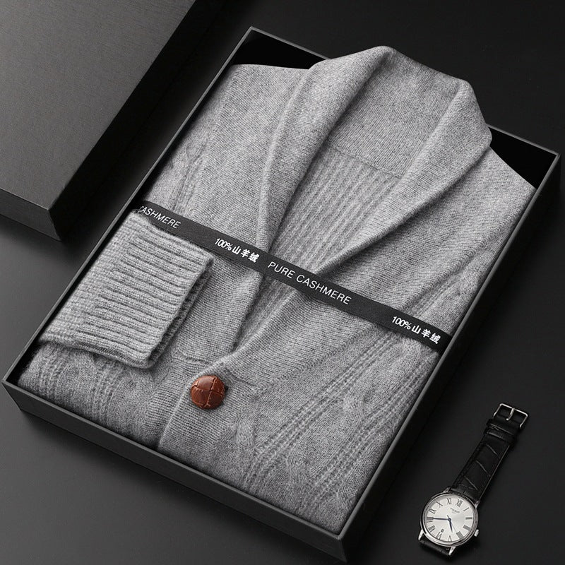 Men's Thickened Coat Twisted Collar Button Knitwear sweater