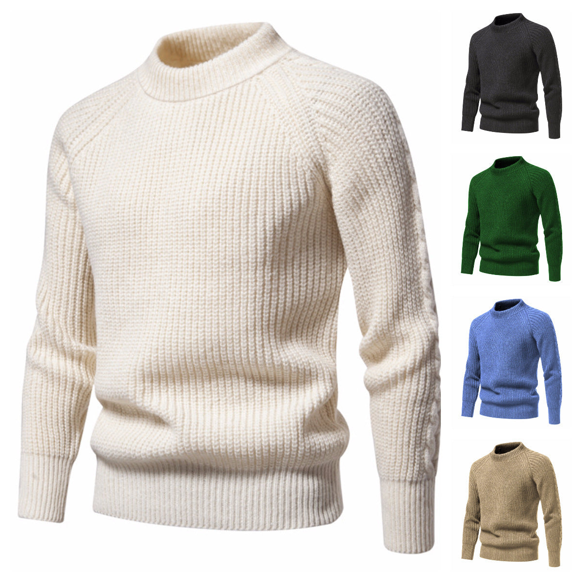 Men's Solid Color Round Neck Sweater