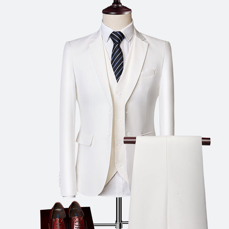Men's Three-piece British Slim-fitting Wedding Dress Multicolor suit