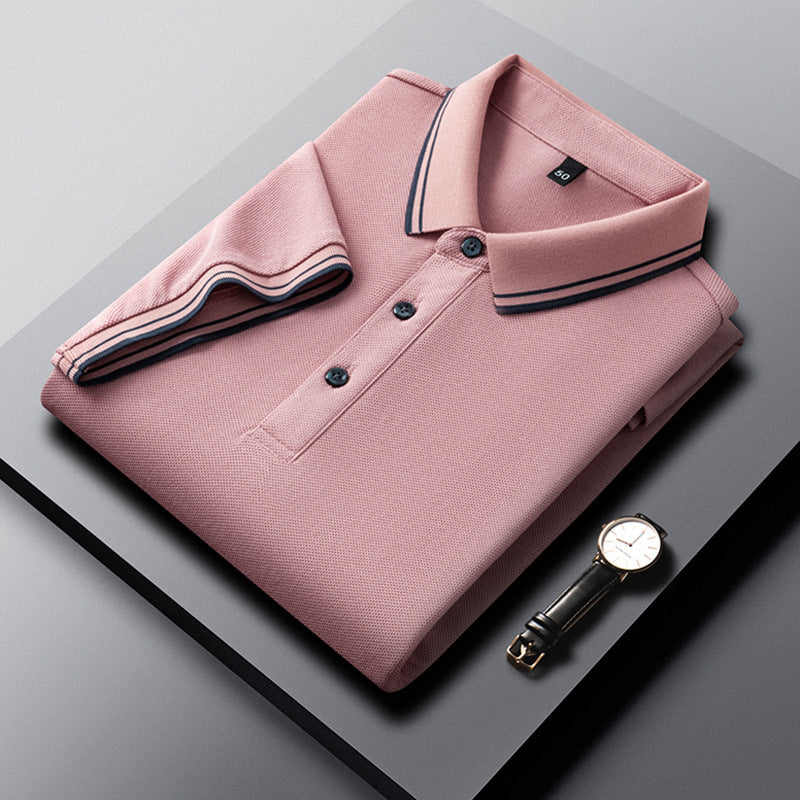 Summer Lapel Mercerized Cotton T-shirt Loose Breathable