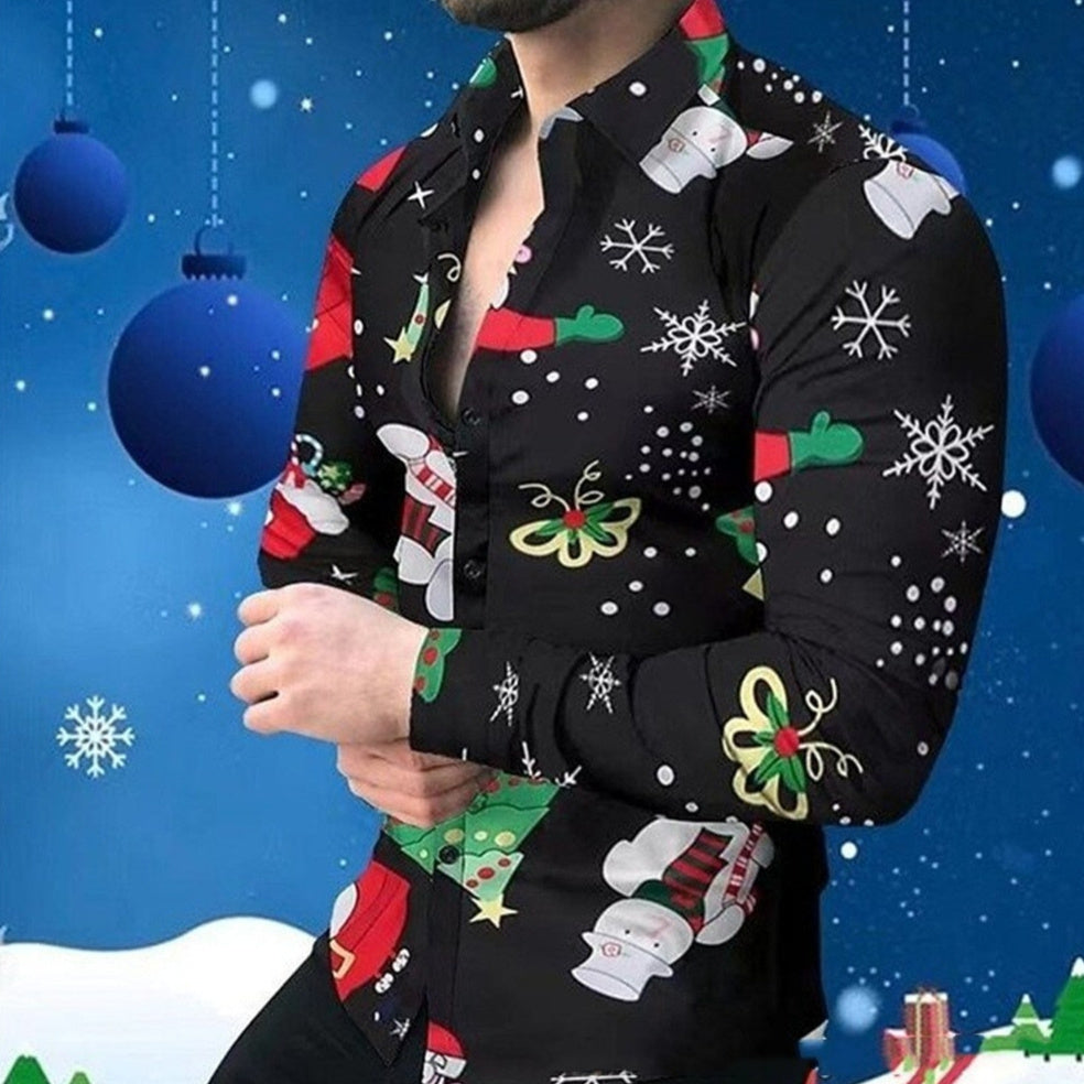 Men's Christmas Digital Printing Casual Shirts