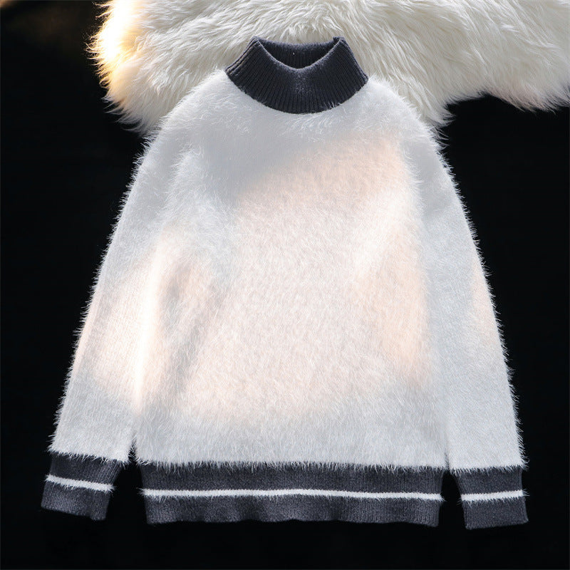 Mock-neck Stripes Sweater Men