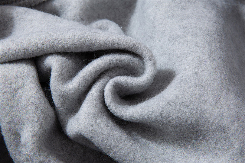 Fleece-lined Plain Letter Print Pocket Drawstring Print Hoodie