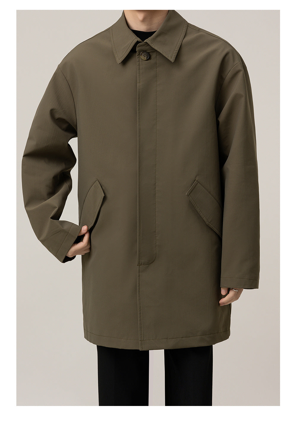Casual Loose Mid-length Men's Duster trench coat