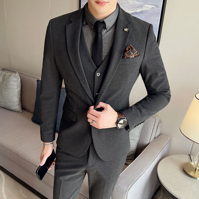Men's Solid Color Men's Three-piece Suit