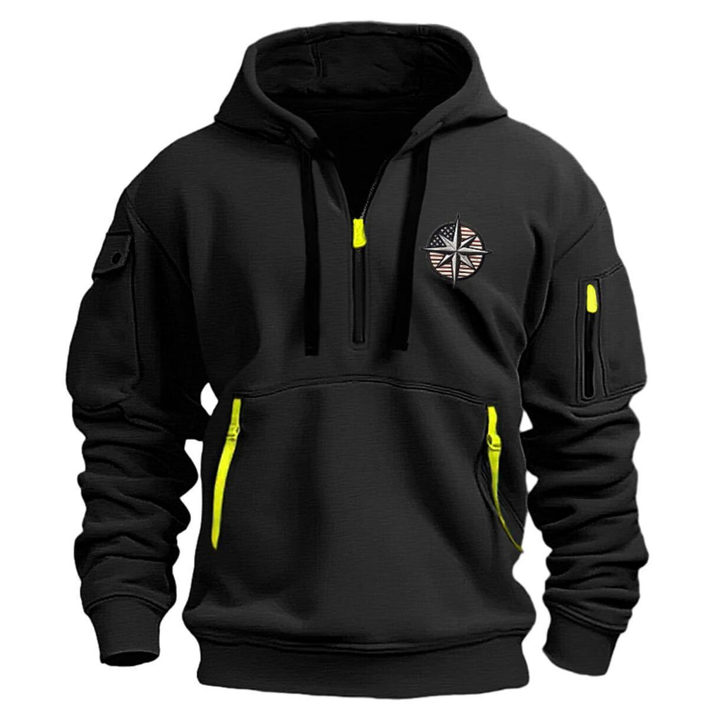 Men's Casual Sports Multi-zipper Embroidery Badge hoodie
