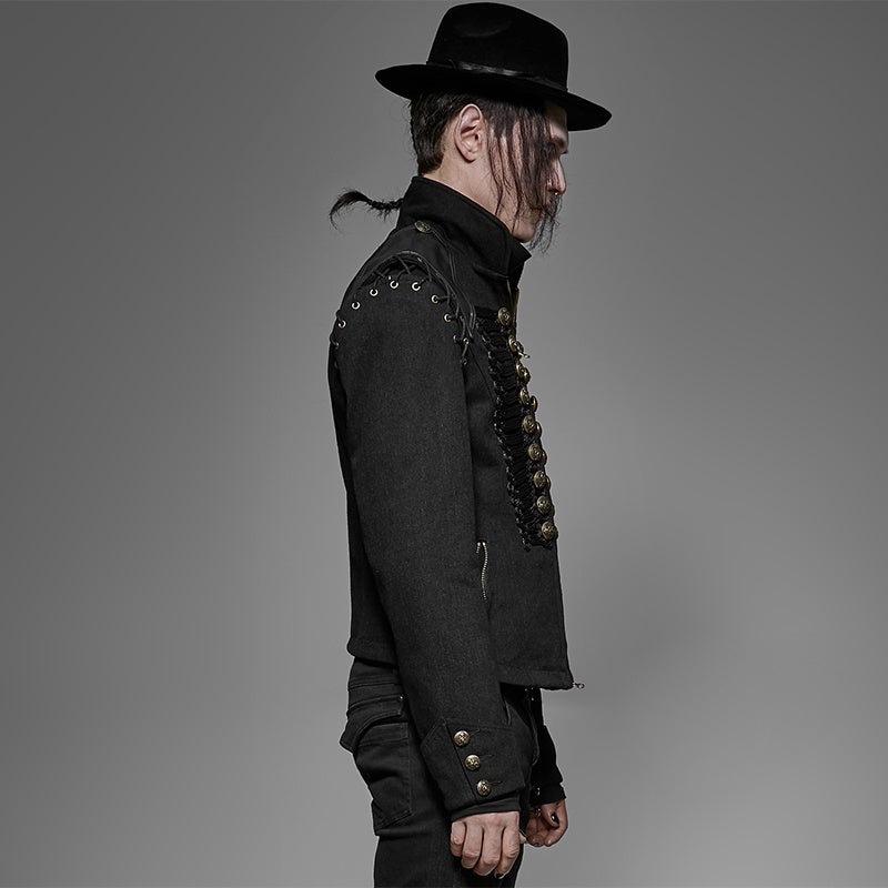 Saibo Steam Punk Goth Removable Sleeve Vest Coat