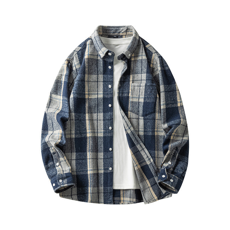Plaid Casual Thickened Flannel Shirt Men