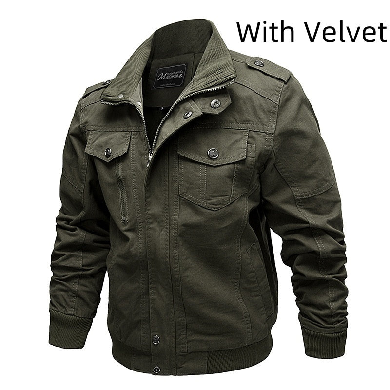 Men's Casual Cotton Tooling Plus Size Jacket
