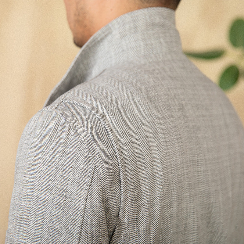 Cotton And Linen Stand-up Collar Cinched M65 Safari Jacket