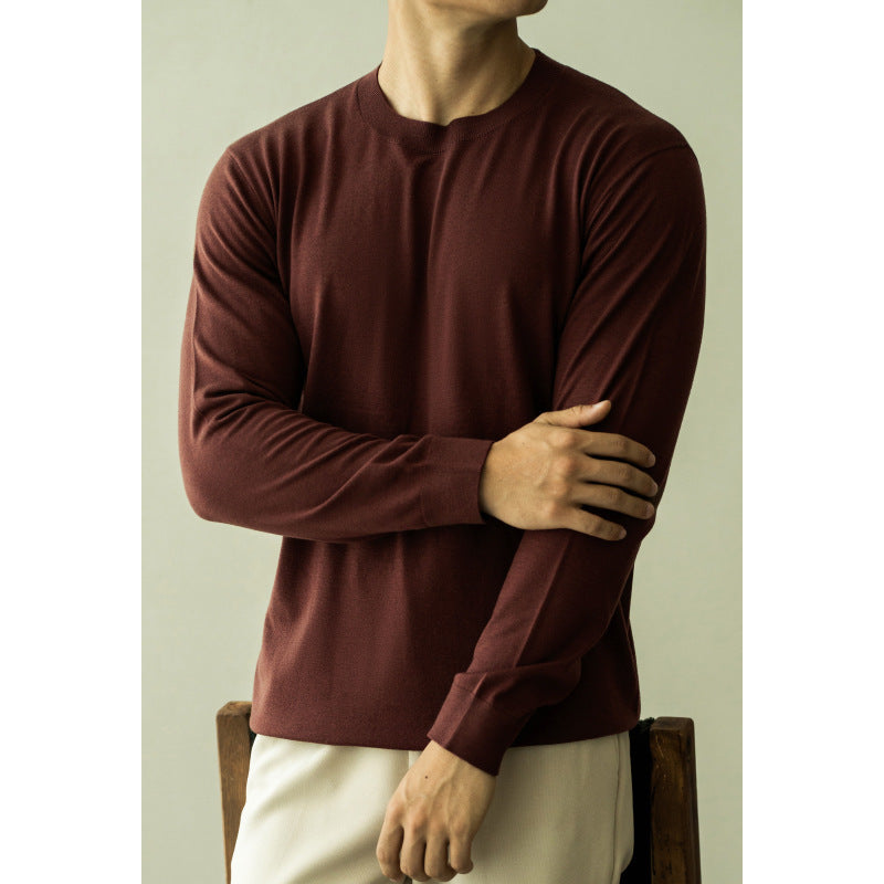 Wool Mulberry Silk Men's Knitted Long Sleeve sweater