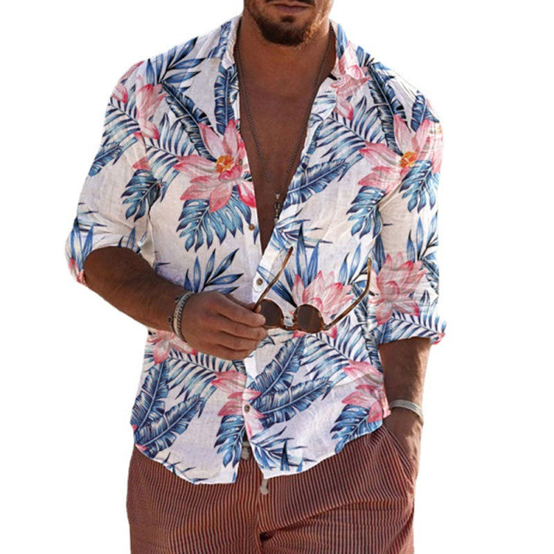 Men's Printed Beach Style Long Sleeve shirt